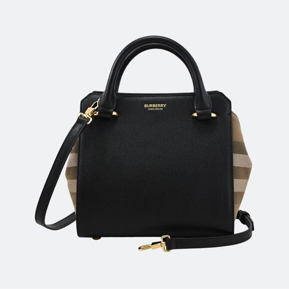SALE ENDS 10/1 Burberry Black and Tan banwell small top handle Bag NW - Picture 1 of 11